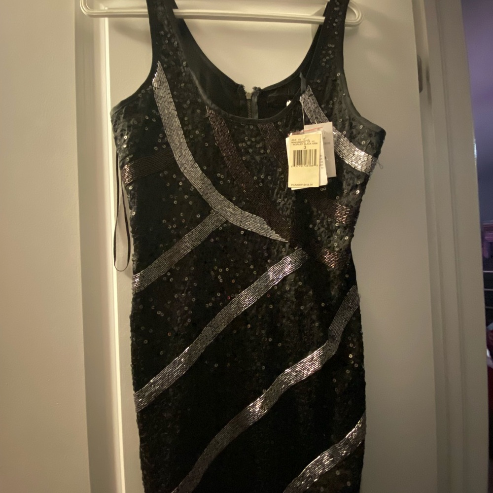 Guess Black and Silver Sequin Mini Dress